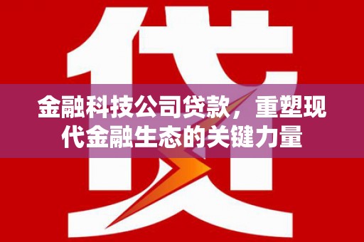 顺德金融科技公司贷款，重塑现代金融生态的关键力量