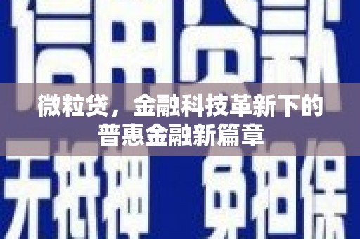 顺德微粒贷，金融科技革新下的普惠金融新篇章