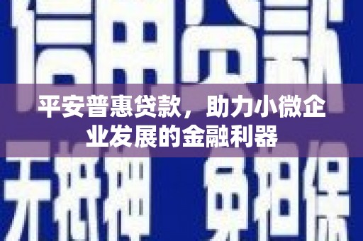 顺德平安普惠贷款，助力小微企业发展的金融利器
